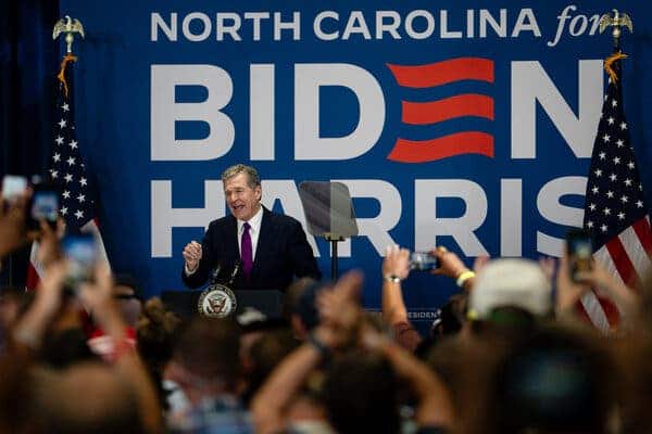 Gov. Roy Cooper during a campaign event this month in Fayetteville, N.C.