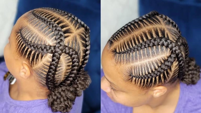 Criss-Crossed Stitched Cornrows. Photo: @kels4kurls Source: Instagram